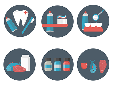 Health Icons clean dentistry design diet flat food graphic health icon iconography nutrition teeth