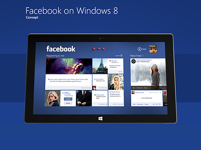 Facebook on windows 8 concept facebook interaction interface metro windows 8