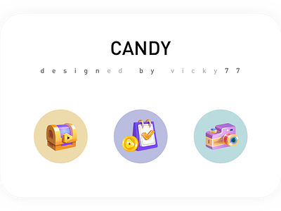 candy icon camera chest coin colorful icon