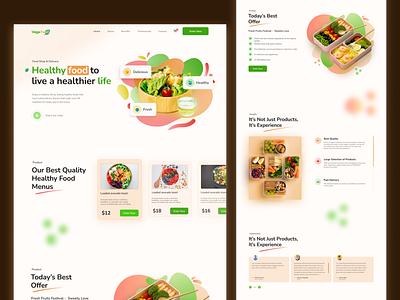 VegeFood - Healthy Food Delivery Website Landing Page design figma food food delivery food shop landing page meals ui ux web web design website website design