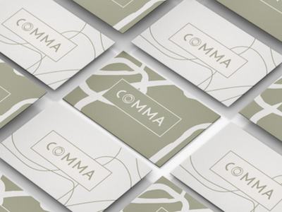 comma brand identity branding business card graphic design logo print