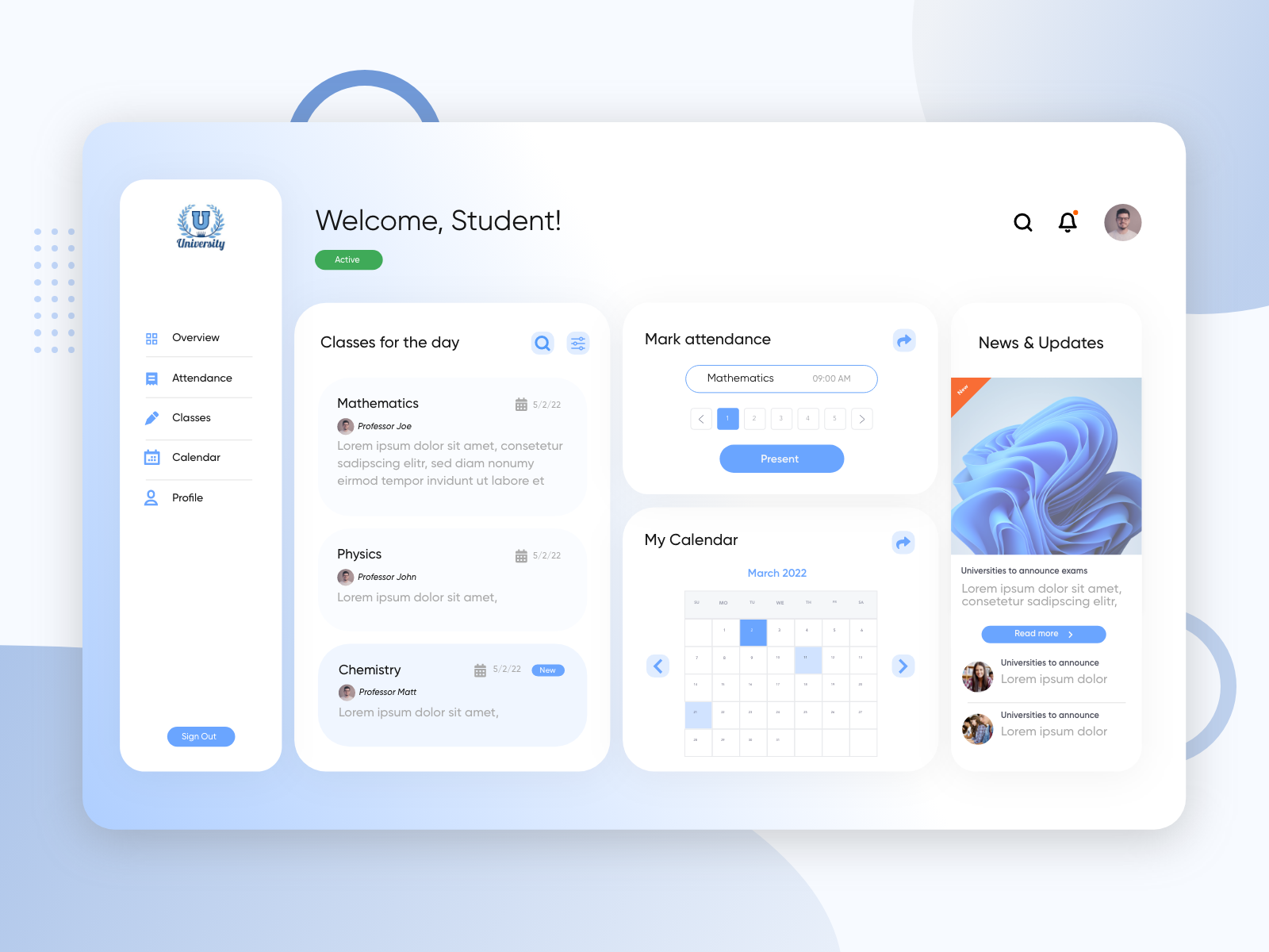 Student Dashboard by Kashish Tripathi on Dribbble