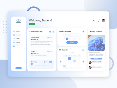 Student Dashboard cards clean dashboard ui design minimal product design student dashboard student erp portal ui university dashboard user experience user interface ux