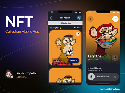 NFT Marketplace - Mobile app crypto app ux mobile app design nft app design nft crypto app nft crypto design nft marketplace nft mobile app nft ui design nft ux ui