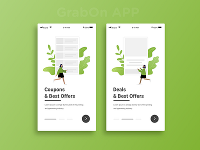 Grabon walkthrough screens coupons ecommerce app ecommerce design illustrator onboarding screen onboarding ui sketchapp uidesign walkthrough