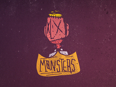 MONSTERS halftone halloween illustration monsters print