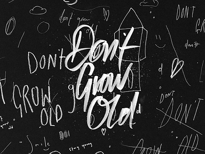 Don't Grow Old brush hand drawn ink pen pencil quote sayings type typography