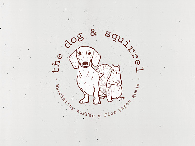 The Dog & Squirrel coffee coffeeshop design dog illustration logo single colour squirrel