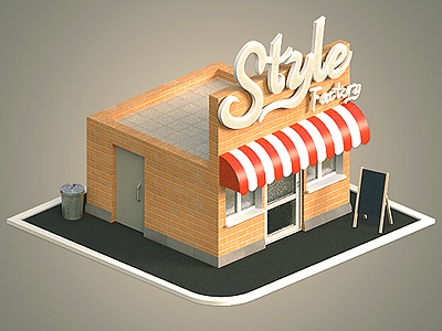 Style Factory 3d building isometric modo