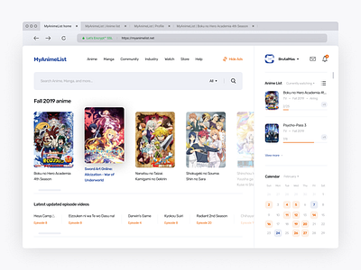 MyAnimeList Redesign (Home/Anime list) mal myanimelist site ui ux ui ux design web design