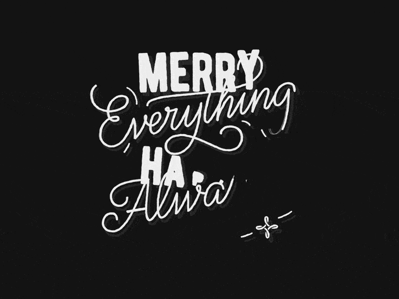 Merry Everything Happy Always 3d card animation christmas christmas card christmastree lettering monoline typography