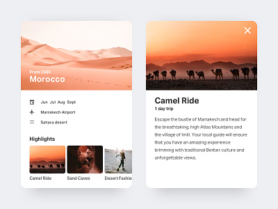Travel Card card clean desert interface minimal mobile morocco results search travel travel card ui
