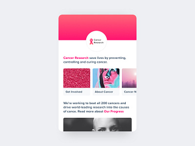 Cancer Research Page cancer colours concept design donatoins page pink research space themed ui ux