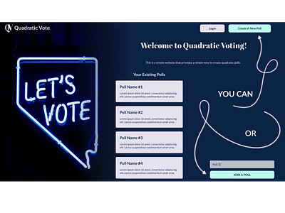 Quadratic Vote Landing Page design figma landing page ui uidesign uiux user experience user interface ux uxdesign vote voting