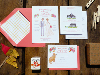 Sarah Frank Stationery card illustration information card invitations rsvp wedding stationery