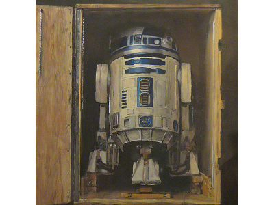 Painting of R2D2 in a box painting r2d2 star wars