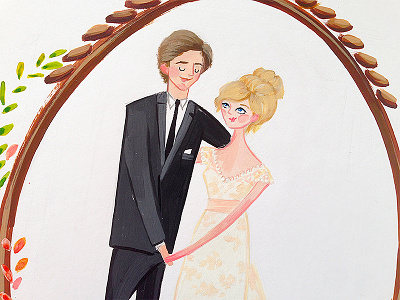 Carrie And Doug Illustration Detail acrylic drawing hand made illustration pencil stationery wedding