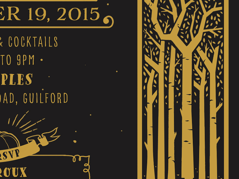 Tretail dark winter invite invitation stationery wedding fall tree