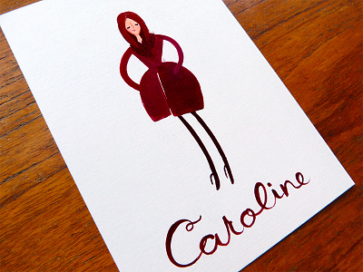 Caroline burgundy character coat illustration portrait