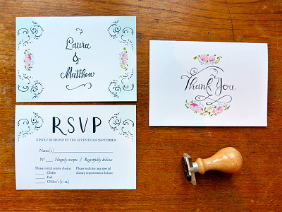 Return Sent Via Gratitude card detail rsvp stationery thankyou wedding