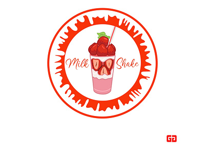 Milkshake Logo branding circle circle logo food food logo fruit fruits graphic design logo milkshake pink pink logo red red logo strawberry