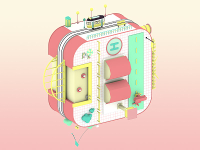 Loop Town 3d cube illustration isometric lowpoly town