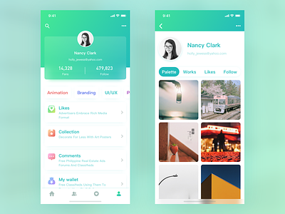 APP personal homepage design my page palette ui