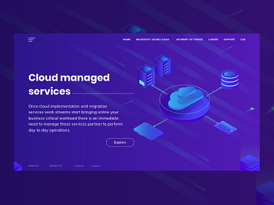 Cloud managed services clean design explore illustration isometric minimal ui ux web website