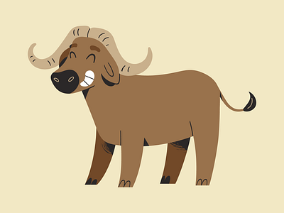 Cute african buffalo illustration african animal buffalo bull cartoon character character design childish children childrens illustration cute design funny illustration illustrator logo mascot scandinavian vector vector artist