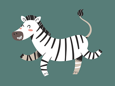 Cutty jumping zebra, vector cartoon illustration