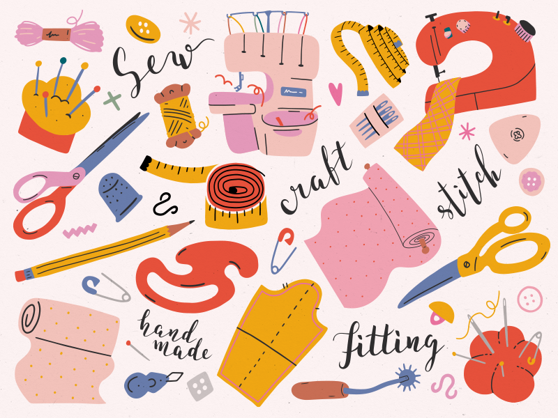 Sewing craft embroidery tools by Xenia on Dribbble