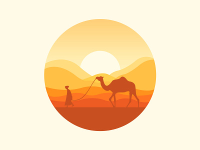 Scenery icon camel desert icon mountain sun