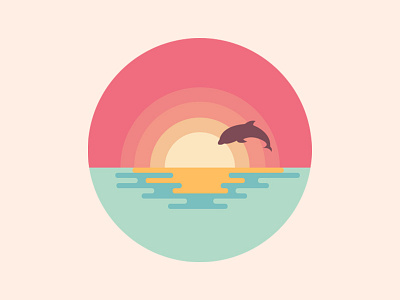 Scenery icon color dolphin reflection sea sun