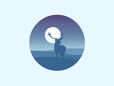 Scenery icon the deer the moon the mountains the night the stars