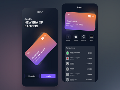 Bankr - Mobile Banking App app app design banking bankr brand design figma finance fintech graphic design logo mobile mobile app ui ux uxui