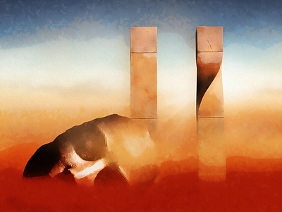Sleeping Giant abstract colors digital art face formation illustration painting sci fi