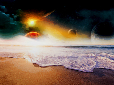 Sea of Quark abstract digital painting fantasy illustration land matte painting planets sci fi sea