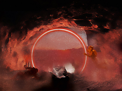 Strange Circle astronaut digital art digital painting graphic design illustration red sci fi space