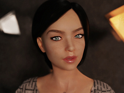 She Knows 3d digital art emotion eyes girl painting portrait render sci fi skin