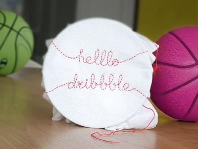 Helllo Dribbble! ball basketball debut dribbble handwork stitching