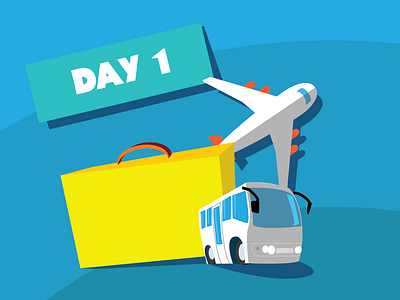 Day 1 - HOWW18 aeroplane airplane blue bus illustration plane suitcase travel