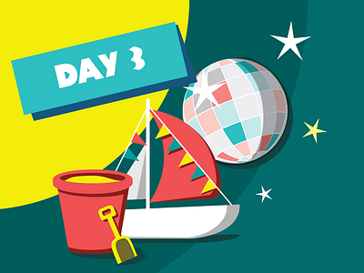 Day 3 - HOWW18 boat bucket disco discoball illustration party stars