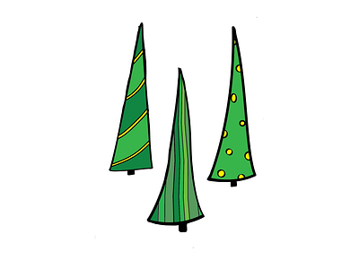 Christmas trees in the snow christmas christmas card christmas trees green sketchy white yellow