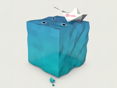 "The Dribbble" prey on shots 3d c4d dribbble hunt lowpoly paper polygons render ship shots water