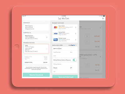 iPad/Tablet Checkout UX checkout design e commerce inspiration ipad mobile tablet ui ux ux design