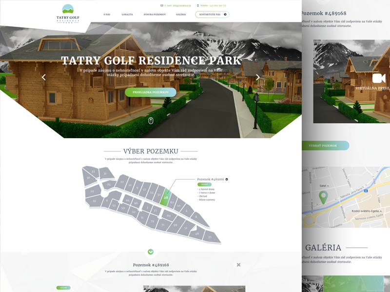 Tatry Golf Residence Park clear white website 3d green flat map identity webdesign web slovakia