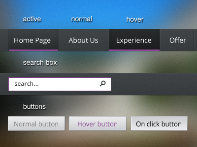 Mini UI Kit active normal button buttons gui kit hover input box menu navigation system ui kit user interface