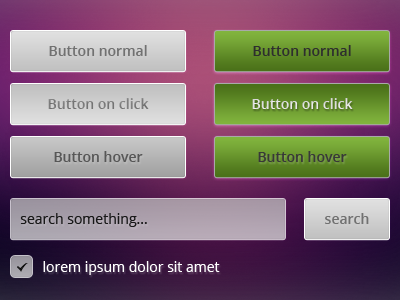Free UI Kit Buttons & Search Module button buttons download free gray button green button hover kit normal on click search ui ui kit