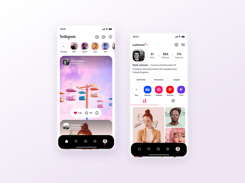 Instagram redesign concept by Nicholas Ergemla for Steelmonk on Dribbble