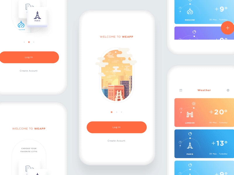 Weather UI Interaction app design ui ux weather